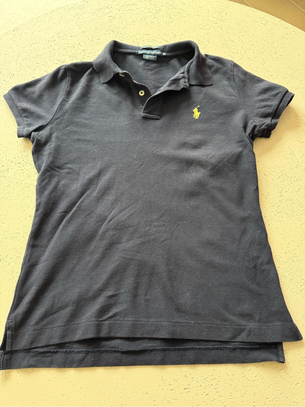 Ralph Lauren Women’s Navy Polo Shirt with Yellow Logo